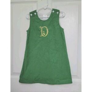 Love That Cotton Green Pinwale Corduroy Fress With D Monogram Size 2T
